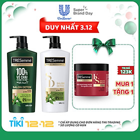 Combo Dầu Gội (640g) Và Dầu Xả (620g) Tresemmé Salon Detox Gừng Và Trà Xanh Detox Tóc Chắc Khỏe