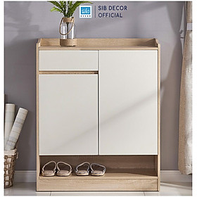 Mua Tủ Giày Gỗ Đơn Giản Thiết Kế 2 Cánh 1 Ngăn Kéo Màu Oak Phối Trắng Thương Hiệu SIB Decor