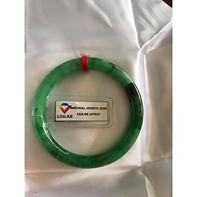 Vòng Tay Nữ Cẩm Thạch tự nhiên Lý ST Sịn sao 52mm kiểm định có giấy chứng nhận LiuLab No 237857 Màu Xanh Lý Đậm điểm sơn thủy các Chị 52kg- 58kg đeo ạ