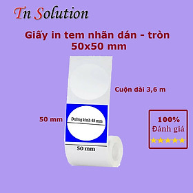 Giấy in nhiệt, tem nhãn dán dạng tròn cho máy in PeriPage, goojprt A8..