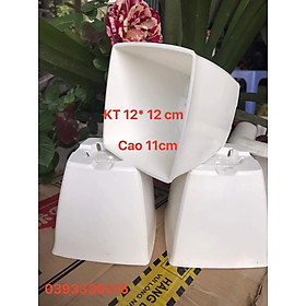 Hình ảnh Chậu nhựa ( trắng) vuông V12 trồng hoa cây cảnh văn phòng hàng loại 1 KT 12x12x10cm