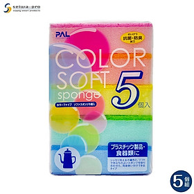 Set 05 miếng rửa chén, chà nồi, chính hãng Seiwa Color - Hàng nội địa Nhật Bản