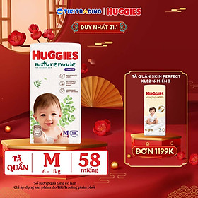 Tã/bỉm quần Huggies Naturemade M58/L44/XL38/XXL26