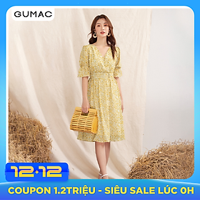 Đầm nữ GUMAC DA1029 thiết kế hoa eo nhún phong cách nhẹ nhàng