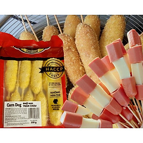 GIAO HCM CORNDOG HÀN QUỐC HOTDOG PHÔ MAI TRÂN CHÂU 500G 8 cây