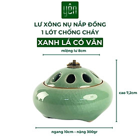 Mua Lư Xông Nụ Trầm Gốm Sứ Nắp Đồng Hoa Văn - Dùng Đốt Nụ Trầm  Nụ Thảo Mộc Thuần Việt