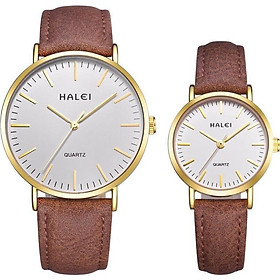 Cặp Đồng Hồ Nam Nữ Halei Dây Da HL542