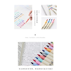 Bút brush màu nước, ngòi mềm, màu sắc cute, trang trí sổ tay