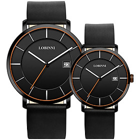 Đồng hồ đôi Lobinni L3033-18 chính hãng Thụy Sỹ Kính sapphire ,chống xước ,Chống nước 30m,mặt đen dây đen ,Máy điện tử (Quartz) ,Bảo hành 24 Tháng,thiết kế đơn giản ,trẻ trung và sang trọng