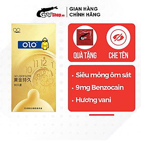 [Hộp 10 cái] Bao cao su OLO 0.01 Gold - Siêu mỏng, kéo dài thời gian