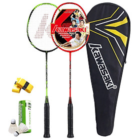 Kawasaki (KAWASAKI) badminton racket ultra-light carbon on the shoot to buy one to send a gift of four sets has been threaded KC-079 red and green two-color has been threaded