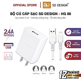 Mua Bộ Củ Cáp Sạc 2.4A HG88 SD DESIGN sạc nhanh an toàn cho điện thoại iphone  samsung  oppo  xiaomi