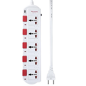Mua Ổ Cắm Điện Quang ĐQ ESK SM750SL ( 5 lỗ 3 chấu ngắt điện từng ổ   màu trắng đỏ dây dài 2m )