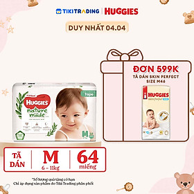 Tã Dán Siêu Cao Cấp Huggies Platinum Naturemade M64 (64 Miếng)