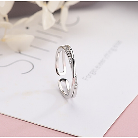 Nhẫn Bạc Ý 925 Nhẫn bạc ren đôi vắt chéo, dễ thương, đầy cá tính