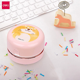 Deli Cute Cartoon Desktop Cleaner Portable Mini Vacuum Cleaner Household Dust Collector Computer Keyboard Cleaner Office School Stationery Supplies