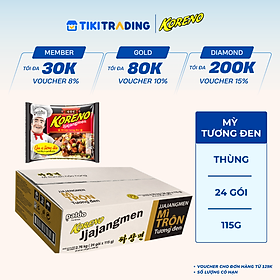 Thùng 24 Gói Mì Trộn Tương Đen Koreno Jjajangmen 115g
