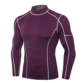 Men Sport Shirts Long Sleeved T-shirt Turtleneck Quick-Dry Performance Athletic Gym Running Workout Training Tees Casual