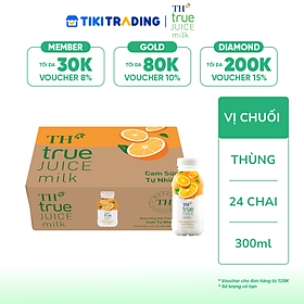 Thùng 24 chai nước uống sữa trái cây TH true JUICE milk cam tự nhiên 300 ml
