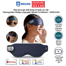 Máy massage mắt nóng và lạnh công nghệ 3Dsuit và VibWave. Thương hiệu Philips Hà Lan cao cấp PPM3101E - Dung lượng pin: 600mAh - HÀNG NHẬP KHẨU