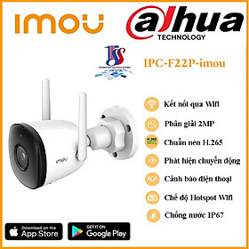 Camera wifi imou Bullet 2C IPC-F22P 2.0 megapixel, camera ngoài trời chống nước IP67, hồng ngoại, tích hợp mic thu âm, phát hiện chuyển động - Hàng chính hãng bảo hành 24 tháng