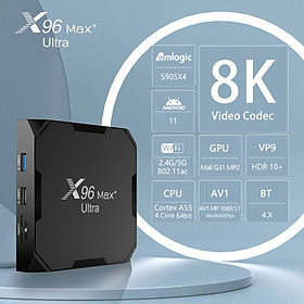 Hình ảnh Android Tivi Box X96 Max plus ultra S905X4 Ram 4G Rom 32G Wifi Kép Có Bluetooth Cài Sẵn Ứng Dụng Xem Phim HD Và Truyền Hình Cáp miễn phí vĩnh viễn