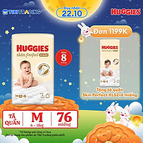 Tã quần Huggies Skin Perfect M Super Jumbo 70+6 miếng với 2 vùng thấm giảm kích ứng da
