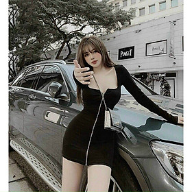 Đầm body dây kéo tay dài thời trang, phong cách