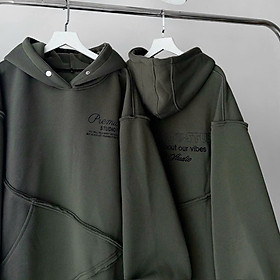Áo hoodie in nam nữ in thân trước, thân sau thêu chữ nón rộng 2 lớp vải chính, form rộng 80kg, vải dày mịn, chống nắng tốt phối viền thân như hình, nón nút bám