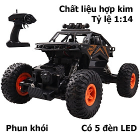 Xe địa hình điều khiển từ xa KAVY BS009A có đèn LED, phun được khói tỷ lệ 1 14 chất liệu hợp kim tốc độ cao tần số 2.4 GHZ - đen