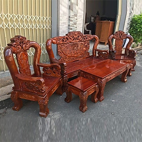 Bộ Salon Rồng và tay 12 gỗ Tràm 6 món.Bộ bàn ghế phòng khách bát tiên (FREESHIP 50 KM )