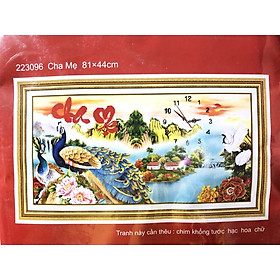 Tranh thêu chữ thập Đồng hồ cha mẹ 81x44cm - chưa thêu