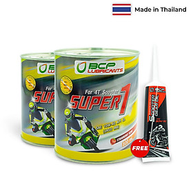 Nhớt xe tay ga BCP Super1 10W40, Lon 800mL - Tặng Nhớt hộp số BCP 80W90, GL5 120mL - Hàng nhập khẩu Thái Lan 100%