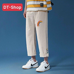 Quần ống rộng DT Shop, quần Simple dành cho nam nữ, cạp chun có dây rút điều chỉnh eo vải co dãn dày dặn mặc 4 mùa
