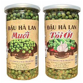 COMBO 2 HŨ ĐẬU HÀ LAN TỎI ỚT VÀ ĐẬU HÀ LAN MUỐI TÂN LỘC PHÁT - MỖI HŨ 500G