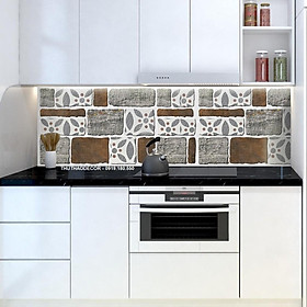 Decal dán bếp GẠCH ĐÁ ỐP HOA VĂN cm - Hàng in tại Xưởng