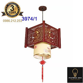 Đèn lồng gỗ thả bàn ăn, trang trí phòng bếp, phòng khách sang trọng cổ điển mã 3974/1