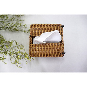 Mua hộp đựng khăn giấy  hộp đựng giấy bằng nhựa giả mây  D13x13cm