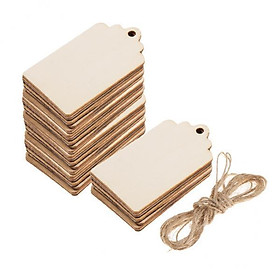 4x 50 Pieces Natural Wood Gift Tags Message Boards Wooden Hanging Label Christmas Tree Wish Tree Tags for Wedding Party Decoration 68x39mm