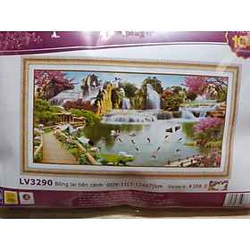 Tranh thêu chữ thập bồng lai tiên cảnh LV3290 - 124 x 70 cm - chưa thêu