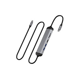 Hub Chuyển Đa Năng WIWU Alpha USB-C A521H 5 in 1 Chất Liệu Hợp Kim Kẽm, Hỗ Trợ Sạc Nhanh - Hàng Chính Hãng 