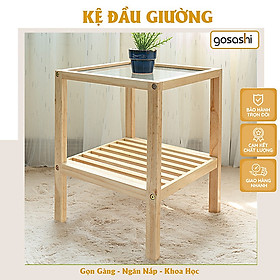 Tab Đầu Giường, Kệ Đầu Giường Gỗ Thông Phong Cách Hàn Quốc, Bề Mặt Nhẵn Đã Qua Xử Lý Mối Mọt Thương Hiệu Gosashi-KDG