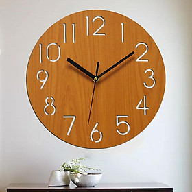 12 inch Wood Wall Clock Battery Operated for Home Office