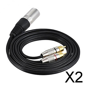 2xXLR 3Pin Male to 2RCA Male Jack Speaker Audio Splitter Cable Connector 5M