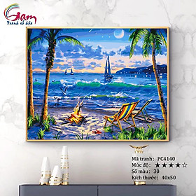 Mua Tranh sơn dầu số hóa tự tô cho người lớn Đêm trăng trên biển PC4140