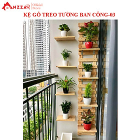 Kệ gỗ treo tường để chậu cậy, giá gỗ thông treo tường trang trí ban công, ngoại thất đẹp, treo chậu cây, chậu hoa 200cmx40cm