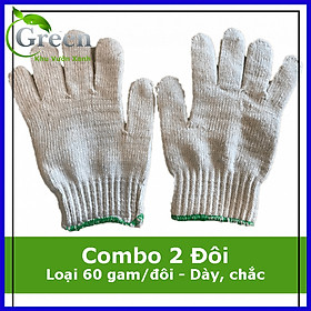 Mua Combo 2 Đôi Bao Tay Len Bảo Hộ Lao Động  Làm Vườn Màu Kem Loại Dày 60G/Đôi