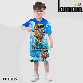 Quần áo bé trai Thun lạnh in 3d hình vua hải tặc KUNKUN KID TP436-1105-1124-667 - Đồ bộ trẻ em size đại từ 10 - 60kg