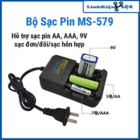 Bộ sạc pin 9V pin AA AAA 1.2V 1.5V MS-579 có bảo vệ, sạc đa năng tự ngắt khi đầy
