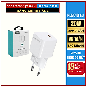 Mua Củ sạc Type C Mini 20w Fast Charger Choetech PD5010-EU (Hàng chính hãng)